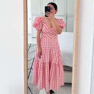 Tanya Taylor Plaid Midi Dress Size 6